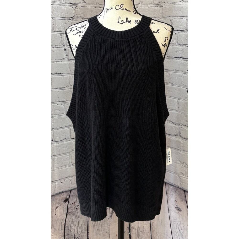 NEW Old Navy Women’s Black Sleeveless Shaker-Stitch Sweater (Size 3X)